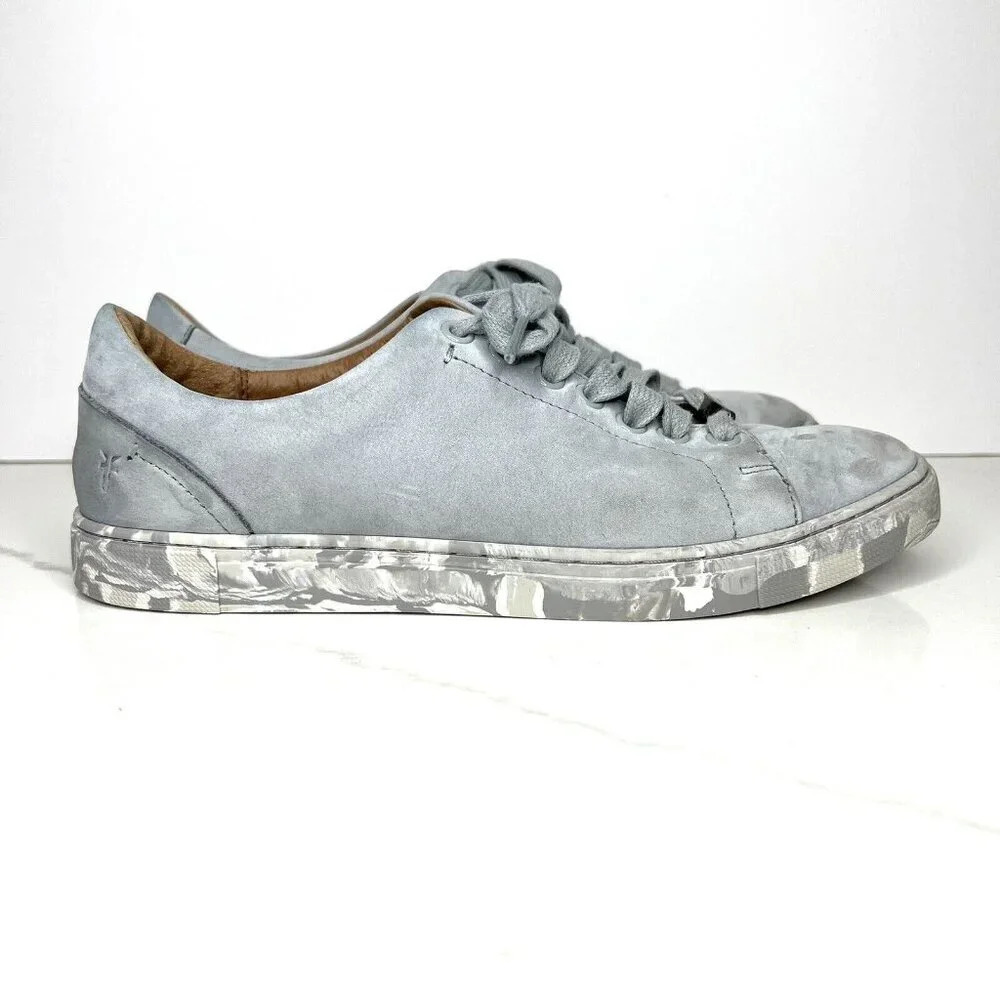 Frye Ivy Blue Ice Gray Nubuck Leather Sneakers Comfort Y2K Outsoles $178 Lace up